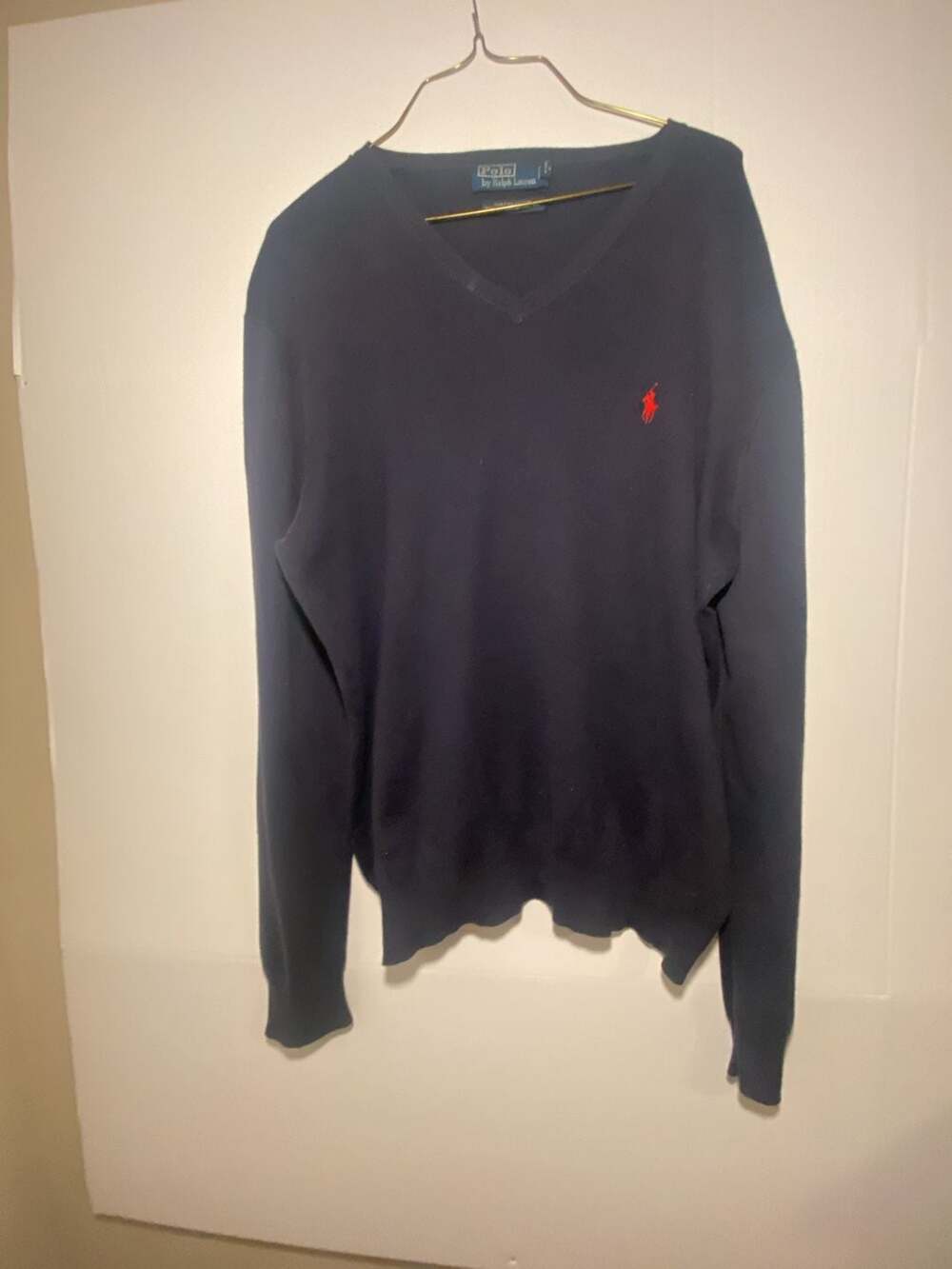 Polo Ralph Lauren Men's Navy Blue 100% Pima Cotton V-Neck Sweater Size L